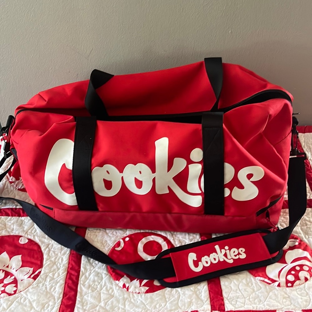 Cookies Red Canvas Duffel Bag with Shoulder Strap